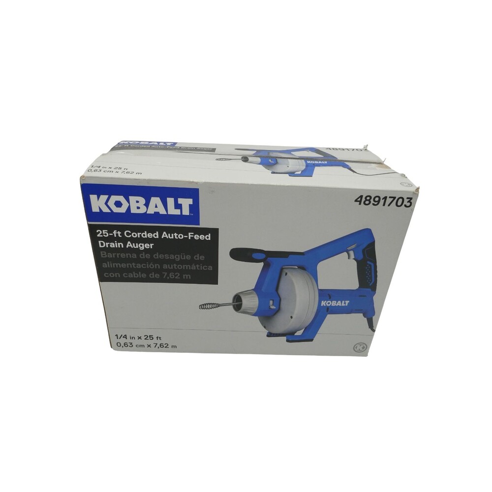 Kobalt KDA100, 1/4-in dia x 25-ft L, Corded Auto Drain Auger for 3/4"- 2" Drains